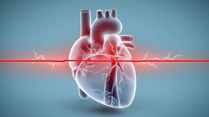 Wall Mural - Glowing human heart Glowing human heart Abstract red human heart. Heart anatomy. Healthcare medical concept.