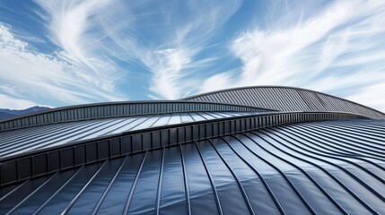 Sticker - Curved metal roofing for a building s structure