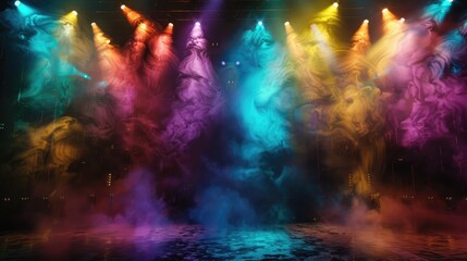 Wall Mural - Colored Spotlights and Fog on Stage