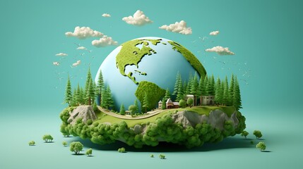 Wall Mural - An illustration of Earth with a message encouraging responsible consumption for Earth Day.