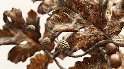Wall Mural - Ripe acorns isolated on a white background