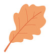 Autumn oak leaf in flat design. Forest orange leaflet on twig with veins. Vector illustration isolated.