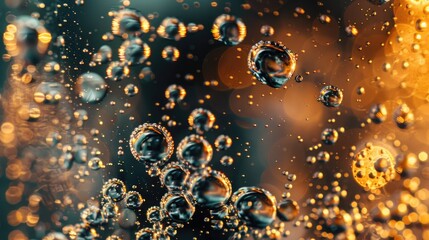 Poster - Close up view of sparkling water with shimmering bubbles