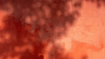 Poster - A red wall with a tree in the background