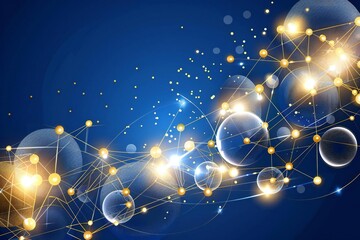 Abstract Polygonal Technology Design on Dark Blue Background