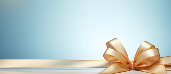 Aufkleber - Light blue background adorned with a beautiful golden ribbon leaving ample copy space for text