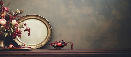 Poster - An elegant vintage tableware decor enhances a vintage frame with inviting copy space for text