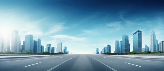 Aufkleber - An empty road with a modern building in the background provides a captivating copy space image