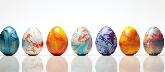 Leinwandbilder - An image of painted Easter eggs on a white background allowing for additional text or design elements in the empty areas of the image