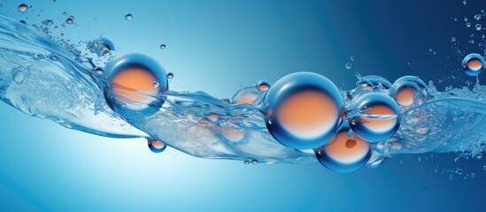 Aufkleber - An image featuring a copy space with a vibrant blue background and lively bubble splash