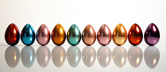 Leinwandbilder - An image of painted Easter eggs on a white background allowing for additional text or design elements in the empty areas of the image