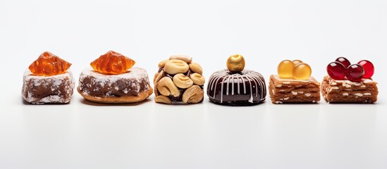 Aufkleber - An isolated copy space image shows a delightful German Christmas pastry called Dominosteine which consists of gingerbread cherry jelly marzipan and chocolate perfect for the festive season of Christm