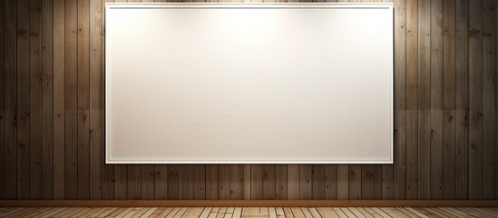 Aufkleber - Design space available with a blank poster hanging on a wooden wall. Creative banner. Copyspace image