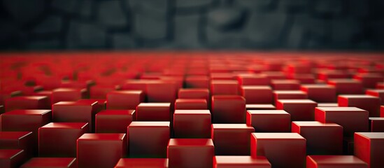 Poster - A red block in a crowd stands out leaving ample copy space in the image
