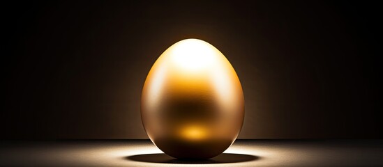 Poster - Capture a photograph of a golden egg using only available light as the source creating a visually striking image with plenty of copy space
