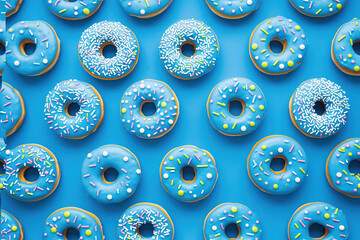 blue Donut Background | Sweet Treat Design | Vibrant blue, Tempting Donut, Delicious Dessert, Bakery Delight, Sweet Indulgence
