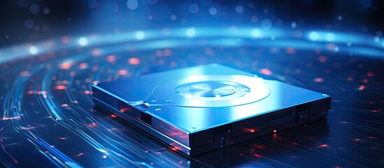 Poster - Check out my portfolio for a captivating image of a harddisk against a stunning fiber optical background Perfect for copy space