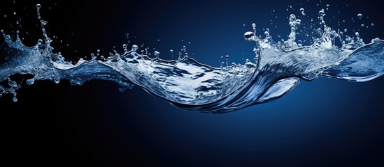 Leinwandbilder - Close up copy space image of a dark blue water splash