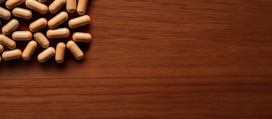 Poster - A corkboard displaying several medicine capsules with plenty of empty space for additional images or text