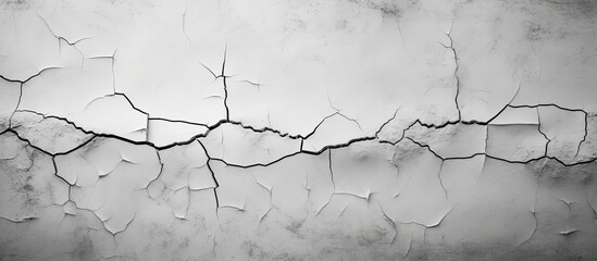 Poster - Cracked concrete wall with a black and white texture as a background for copy space image