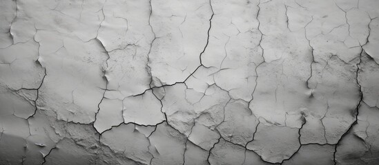 Poster - Cracked concrete wall with a black and white texture as a background for copy space image