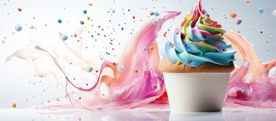 Aufkleber - A delectable ice cream flavor that combines the irresistible taste of birthday cake with a creamy texture making it a delightful treat for any celebration The copy space image showcases the mouthwate