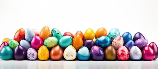 Aufkleber - A vibrant display of Easter eggs against a clean white background with ample copy space for personalized messages or designs