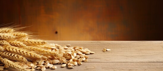 Poster - Table with ears of oats providing copy space image