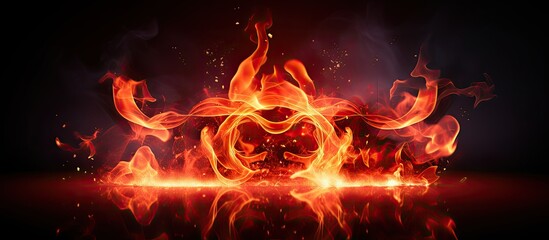 Poster - A fiery representation of the Euro currency symbol in the form of burning flames Copy space image