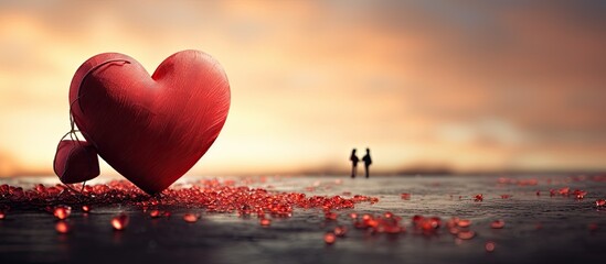 Poster - A horizontal photo capturing the essence of love on Valentine s Day with a heart symbol. Creative banner. Copyspace image