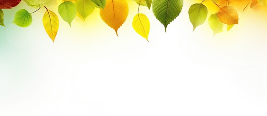 Poster - Copy space image of tree leaves blurred on a white background