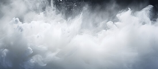 Poster - In this copy space image a dynamic burst of white powder is frozen in motion creating an abstract and captivating background