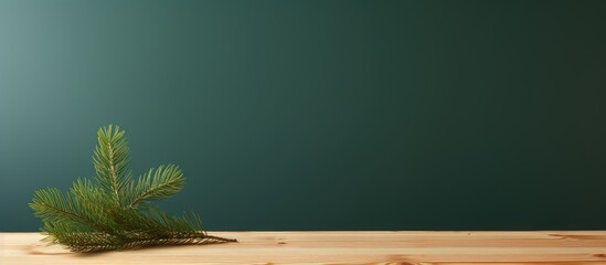 Poster - A copy space image of a fake green spruce with room for writing on a backdrop of real wood