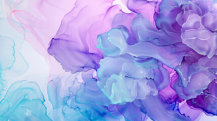 electric purple and soft blue modern abstract painting, alcohol ink with oil paint texture.