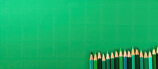 Aufkleber - Copy space image of green pencils on a green background