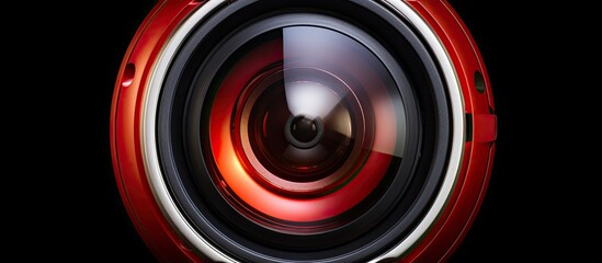Aufkleber - White copy space image of a high end red metallic selfie lens featuring macro fish eye technology for phone camera accessories
