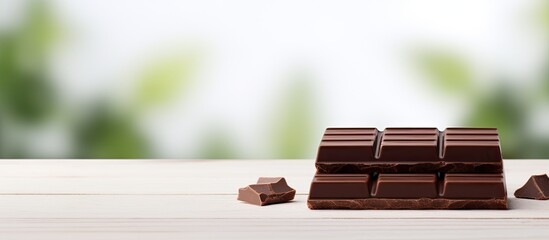 Sticker - A copy space image of chocolate on a pristine white wooden table