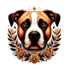 Wall Mural - A dog with flowers around it image attractive harmony illustrator.