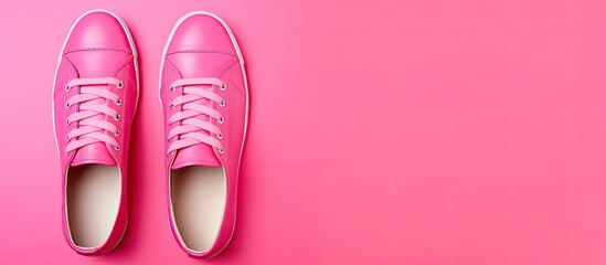 Poster - Copy space image of women s shoes on a vibrant pink background