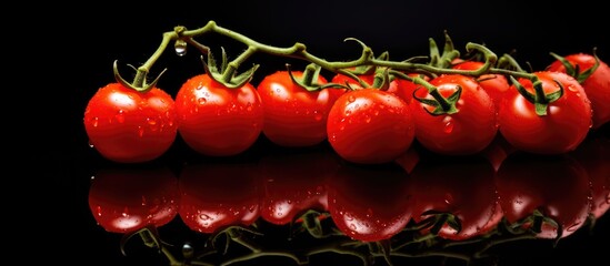 Wall Mural - A copy space image of cherry tomatoes on a black surface