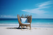 blue beach and chair background used for display or montage your products, travel and relax activity concept