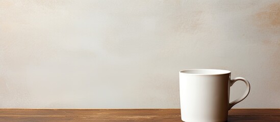 Poster - A vintage inspired image showcasing a white cup perfect for savoring coffee or tea with ample empty space for creative use