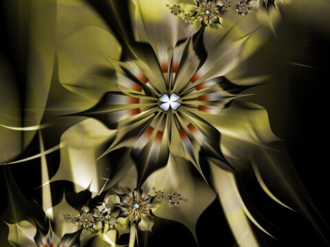 Fantastic multicolored flowers. Fractal artwork for use as templates, computer backgrounds, label printing and more. Graphic background design.