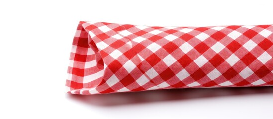 Poster - A checkered textile napkin is displayed on a white background leaving ample copy space in the image