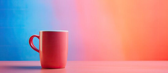 Poster - A tea mug is placed on a colorful background with copy space image