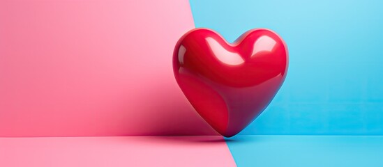 Poster - A red heart is placed on a vibrant pink and blue background creating a visually striking image with ample copy space The concept behind the image revolves around health and donating