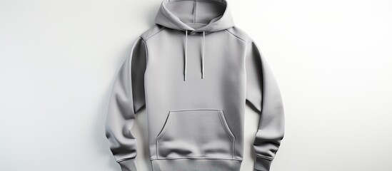 Poster - A gray pullover is showcased in a mock up image with an empty copy space on a white background