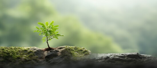 Poster - A young tree is shown in the image growing on the side of the trunk. Creative banner. Copyspace image