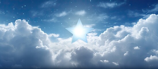 Aufkleber - The word star is written against a backdrop of a cloud filled sky The image features ample empty space for text