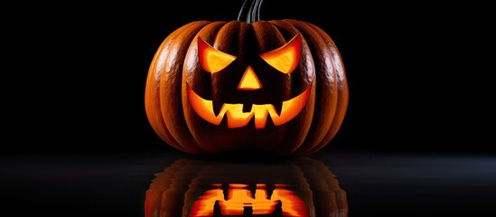Poster - Isolate Halloween pumpkin head jack lantern with shadow reflection and copy space image Includes clipping path